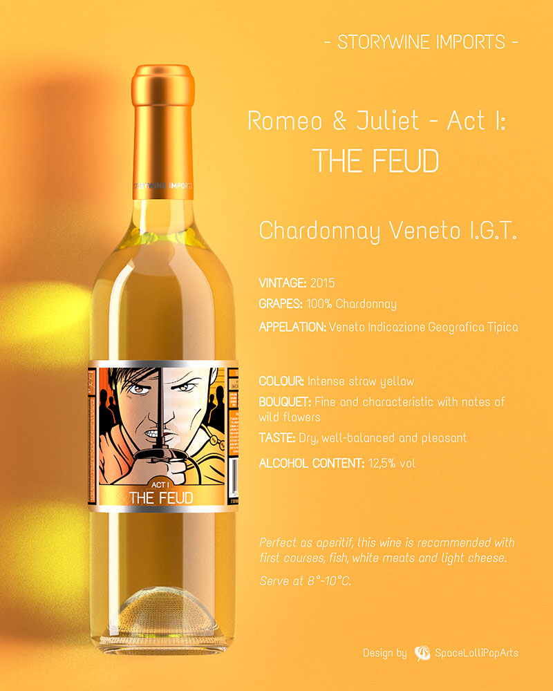 Wine bottle in orange Pop Art design
