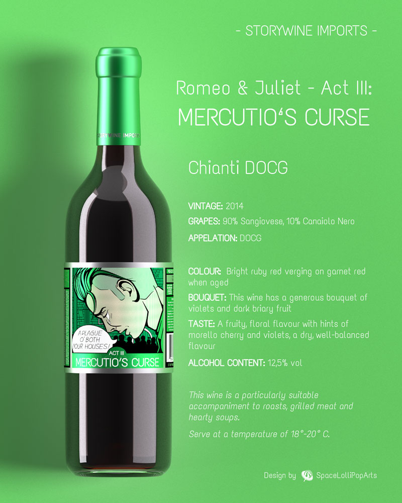 Wine bottle in green Pop Art design