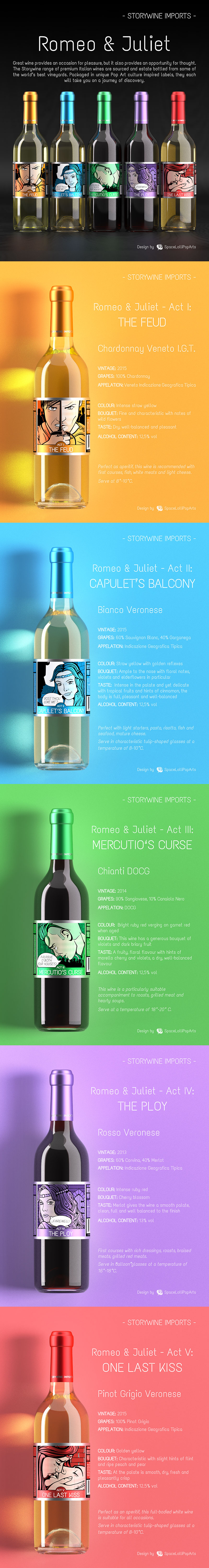 Overview wine bottles in Pop Art design